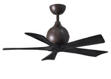 Matthews Fan IR5-TB-BK-42 Irene-5 five-blade paddle fan in Textured Bronze finish with 42" solid matte black wood blades.