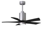 Matthews Fan PA5-BN-BK-42 Patricia-5 five-blade ceiling fan in Brushed Nickel finish with 42” solid matte black wood blades and dimmable LED light kit 