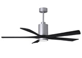 Matthews Fan PA5-BN-BK-60 Patricia-5 five-blade ceiling fan in Brushed Nickel finish with 60” solid matte black wood blades and dimmable LED light kit 