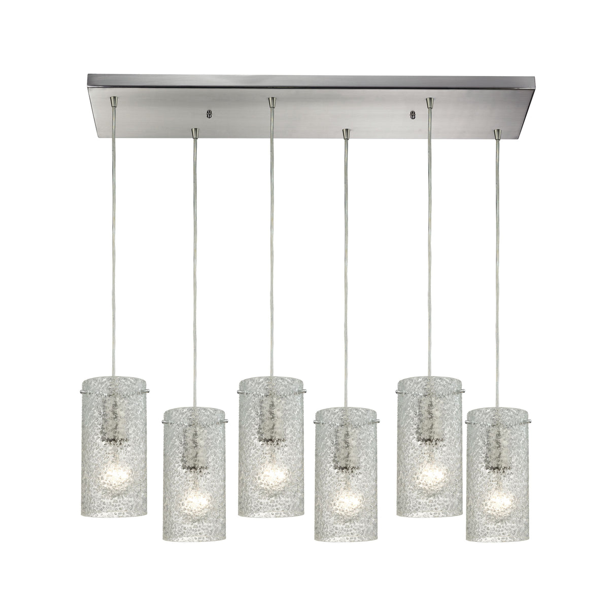 Elk 10242/6RC-CL Ice Fragments 30'' Wide 6-Light Pendant - Satin Nickel and Clear Glass