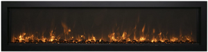 Amantii BI-60-SLIM-OD Panorama Slim Full View Smart Electric  - 60" Indoor /Outdoor WiFi Enabled Fireplace, featuring a MultiFunction Remote, Multi Speed Flame Motor, Glass Media & a Black Trim