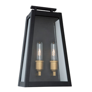 Charleston Outdoor Wall Light - Black, Vintage Gold / 16.25