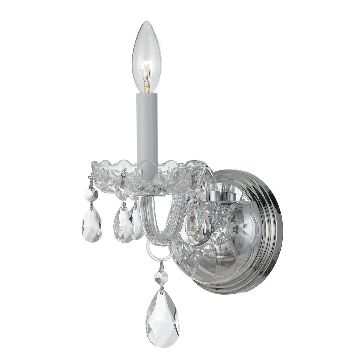 Traditional Crystal 1 Light Spectra Crystal Polished Chrome Sconce 1031-CH-CL-SAQ