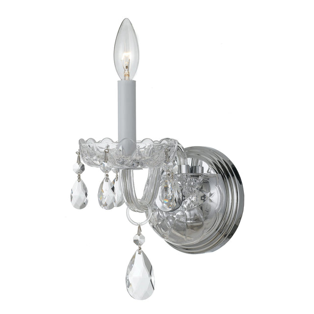 Traditional Crystal 1 Light Swarovski Strass Crystal Polished Chrome Sconce 1031-CH-CL-S
