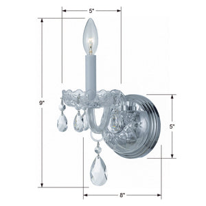 Traditional Crystal 1 Light Swarovski Strass Crystal Polished Chrome Sconce 1031-CH-CL-S