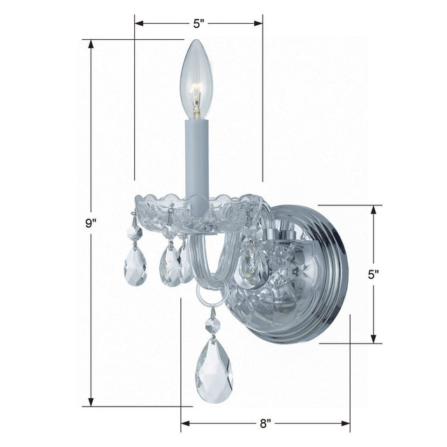 Traditional Crystal 1 Light Swarovski Strass Crystal Polished Chrome Sconce 1031-CH-CL-S