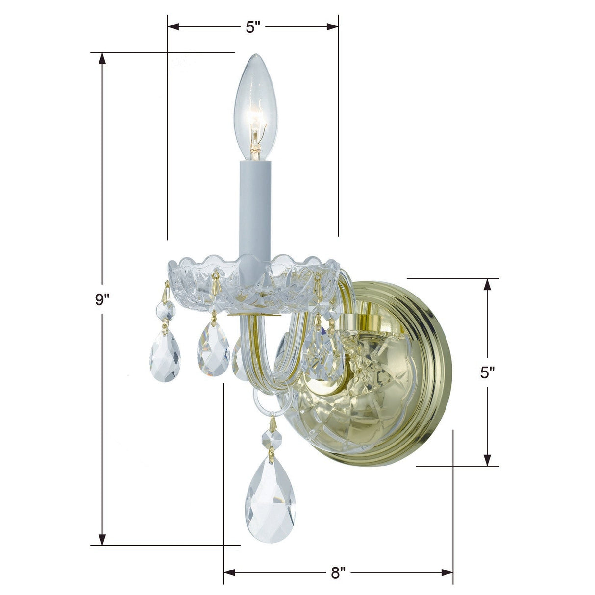 Traditional Crystal 1 Light Hand Cut Crystal Polished Chrome Sconce 1031-CH-CL-MWP