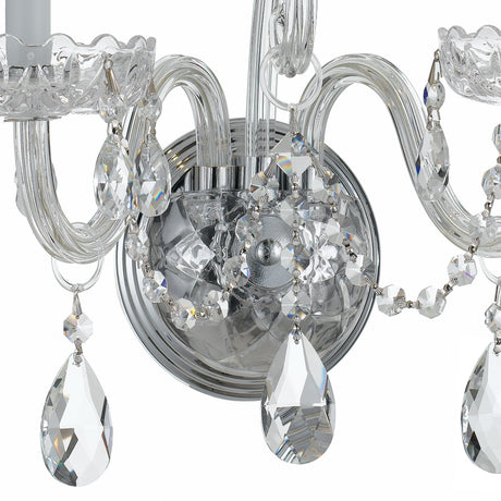 Traditional Crystal 2 Light Hand Cut Crystal Polished Chrome Sconce 1032-CH-CL-MWP