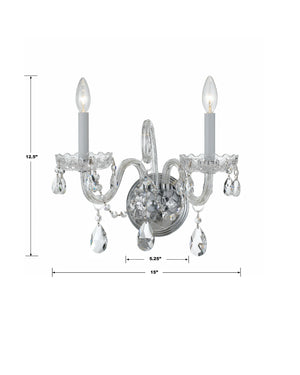 Traditional Crystal 2 Light Hand Cut Crystal Polished Chrome Sconce 1032-CH-CL-MWP