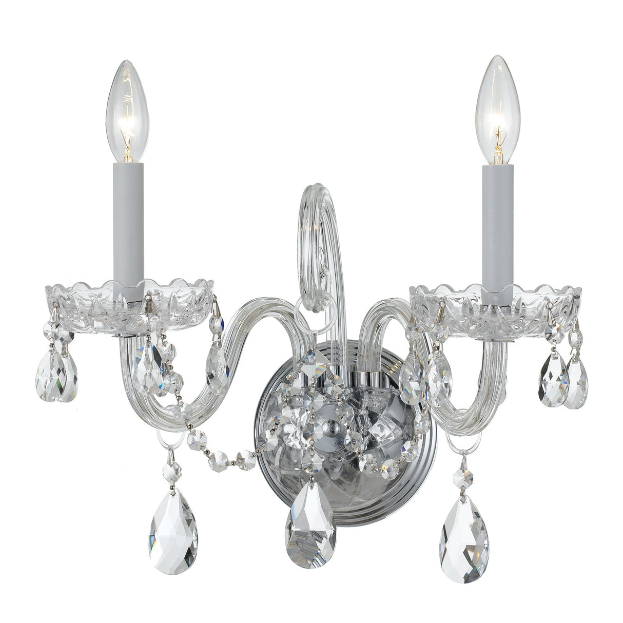 Traditional Crystal 2 Light Spectra Crystal Polished Chrome Sconce 1032-CH-CL-SAQ