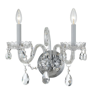 Traditional Crystal 2 Light Spectra Crystal Polished Chrome Sconce 1032-CH-CL-SAQ