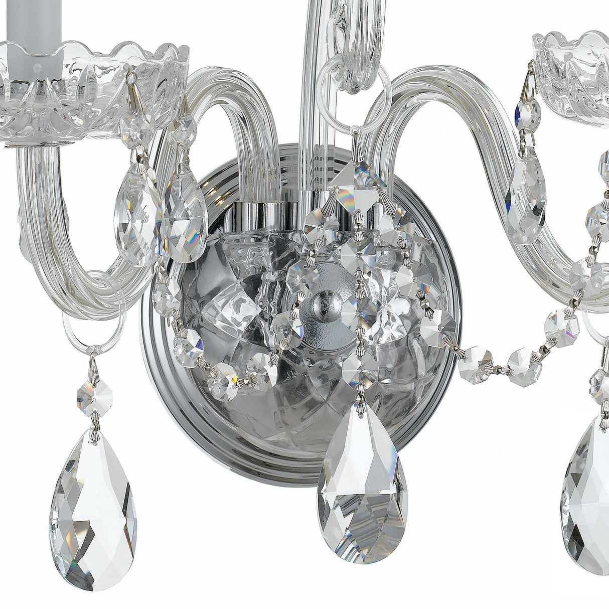 Traditional Crystal 2 Light Swarovski Strass Crystal Polished Chrome Sconce 1032-CH-CL-S