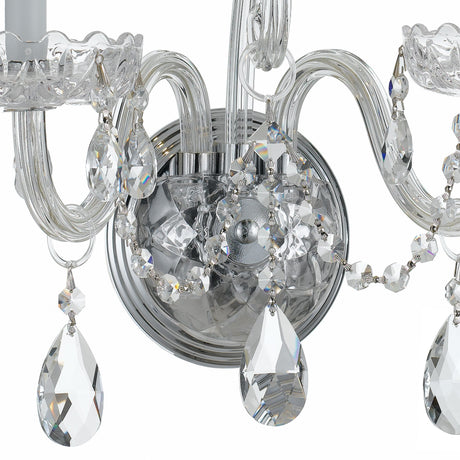 Traditional Crystal 2 Light Swarovski Strass Crystal Polished Chrome Sconce 1032-CH-CL-S