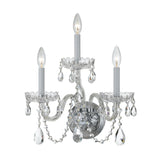 Traditional Crystal 3 Light Swarovski Strass Polished Chrome Sconce 1033-CH-CL-S