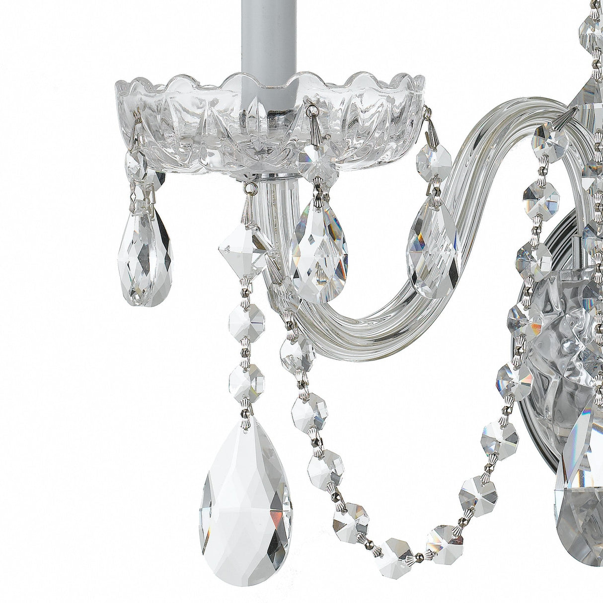 Traditional Crystal 3 Light Swarovski Strass Polished Chrome Sconce 1033-CH-CL-S