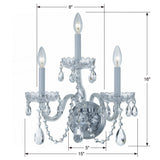 Traditional Crystal 3 Light Swarovski Strass Polished Chrome Sconce 1033-CH-CL-S