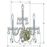 Traditional Crystal 3 Light Swarovski Strass Polished Chrome Sconce 1033-CH-CL-S