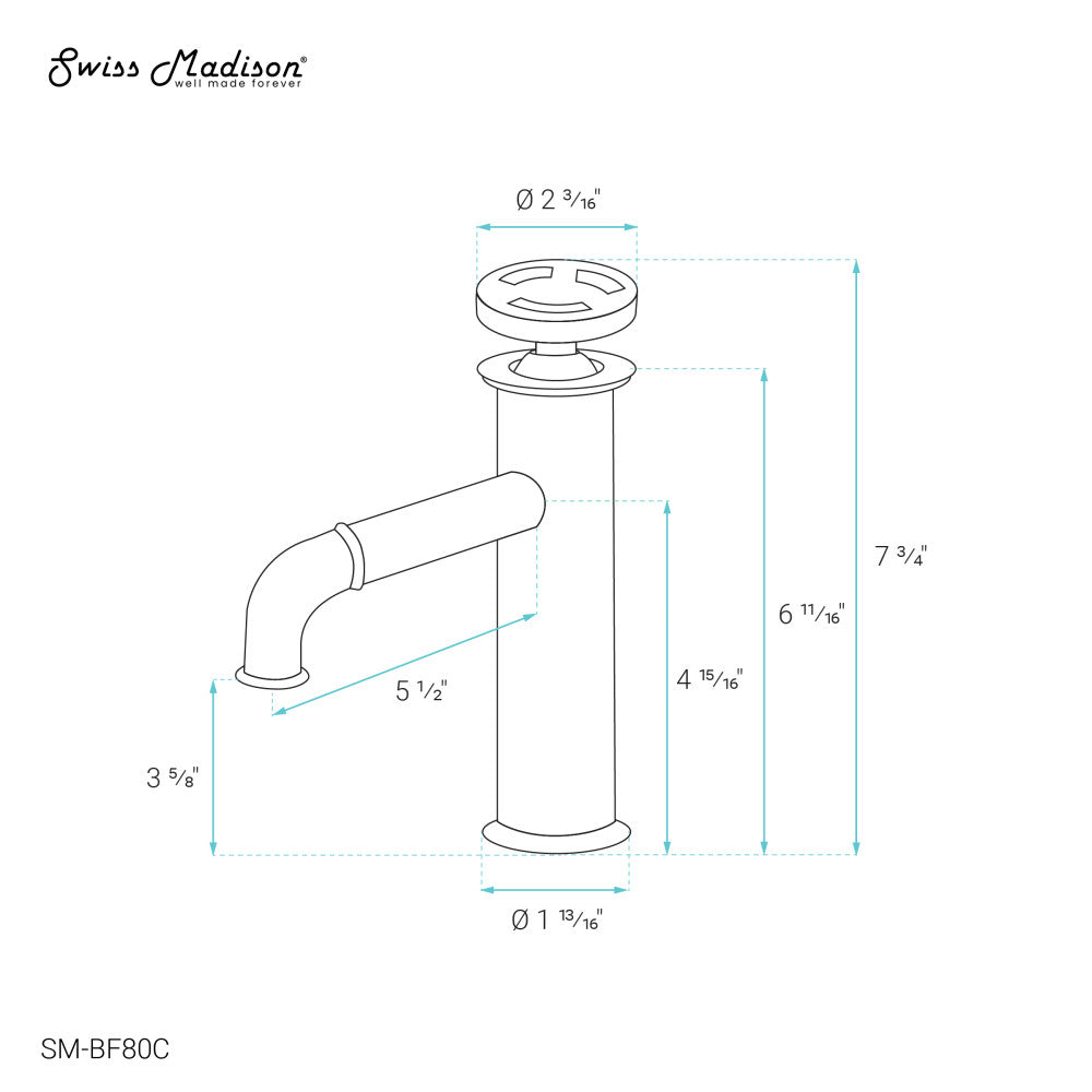 Avallon Single Hole, Single-Handle Wheel, Bathroom Faucet in Chrome