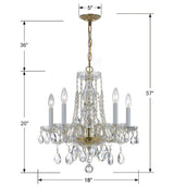 Traditional Crystal 5 Light Hand Cut Crystal Polished Chrome Chandelier 1061-CH-CL-MWP