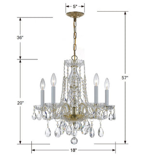 Traditional Crystal 5 Light Hand Cut Crystal Polished Chrome Chandelier 1061-CH-CL-MWP