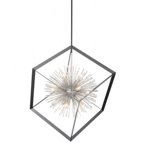 Sunburst Chandelier - Matte Black & Chrome / 37.00