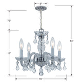 Traditional Crystal 4 Light Clear Italian Crystal Polished Chrome Mini Chandelier 1064-CH-CL-I