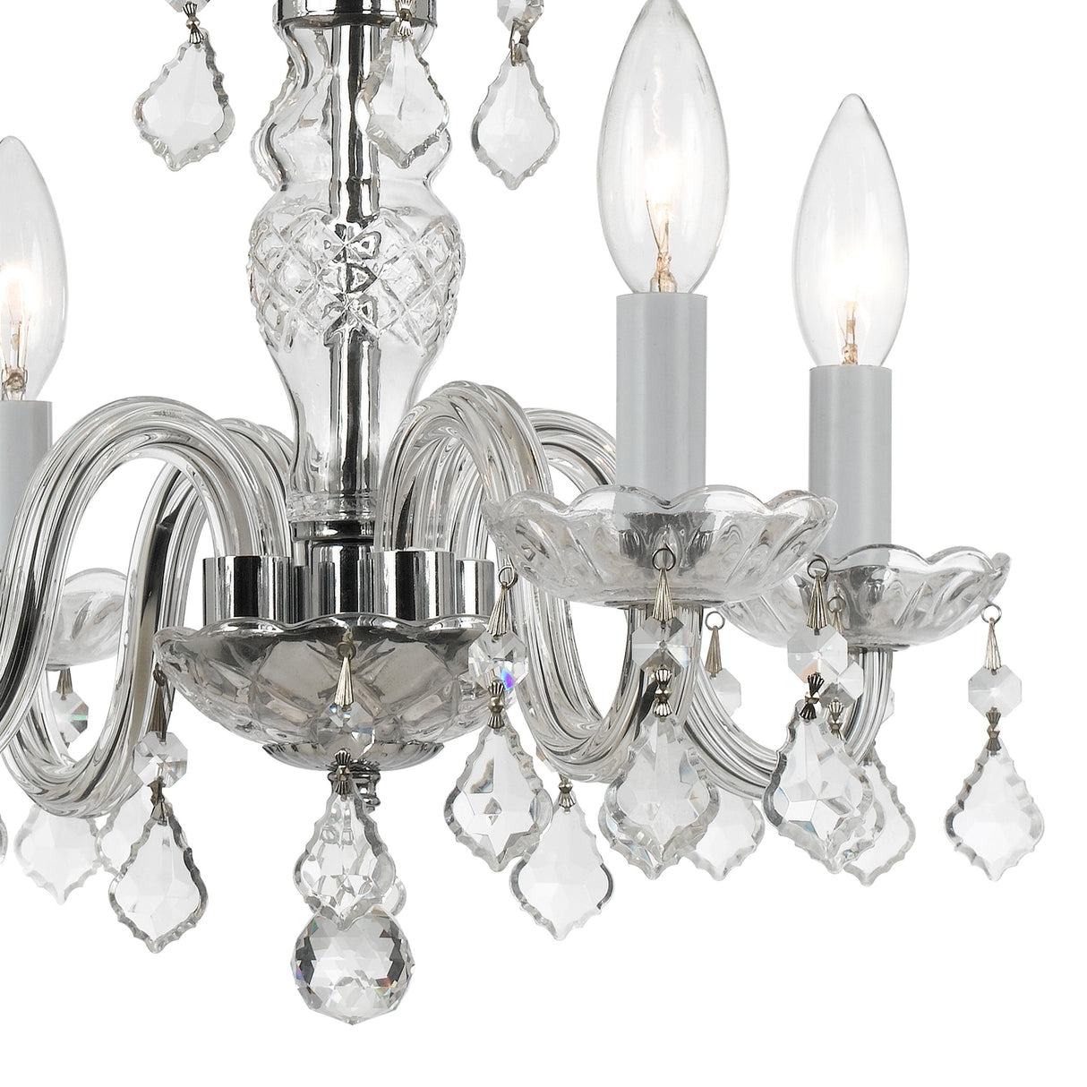 Traditional Crystal 4 Light Clear Italian Crystal Polished Chrome Mini Chandelier 1064-CH-CL-I