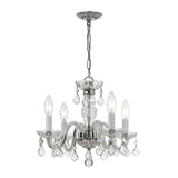 Traditional Crystal 4 Light Clear Italian Crystal Polished Chrome Mini Chandelier 1064-CH-CL-I