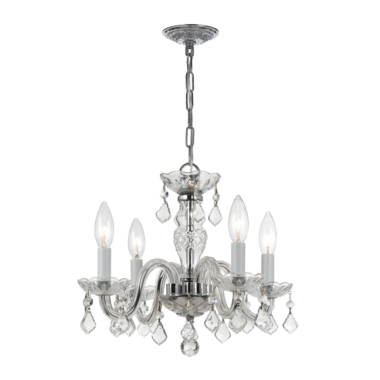 Traditional Crystal 4 Light Spectra Crystal Polished Chrome Mini Chandelier 1064-CH-CL-SAQ