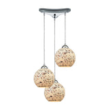 Elk 10741/3 Spatter 3-Light Triangular Pendant Fixture in Polished Chrome with Spatter Mosaic Glass