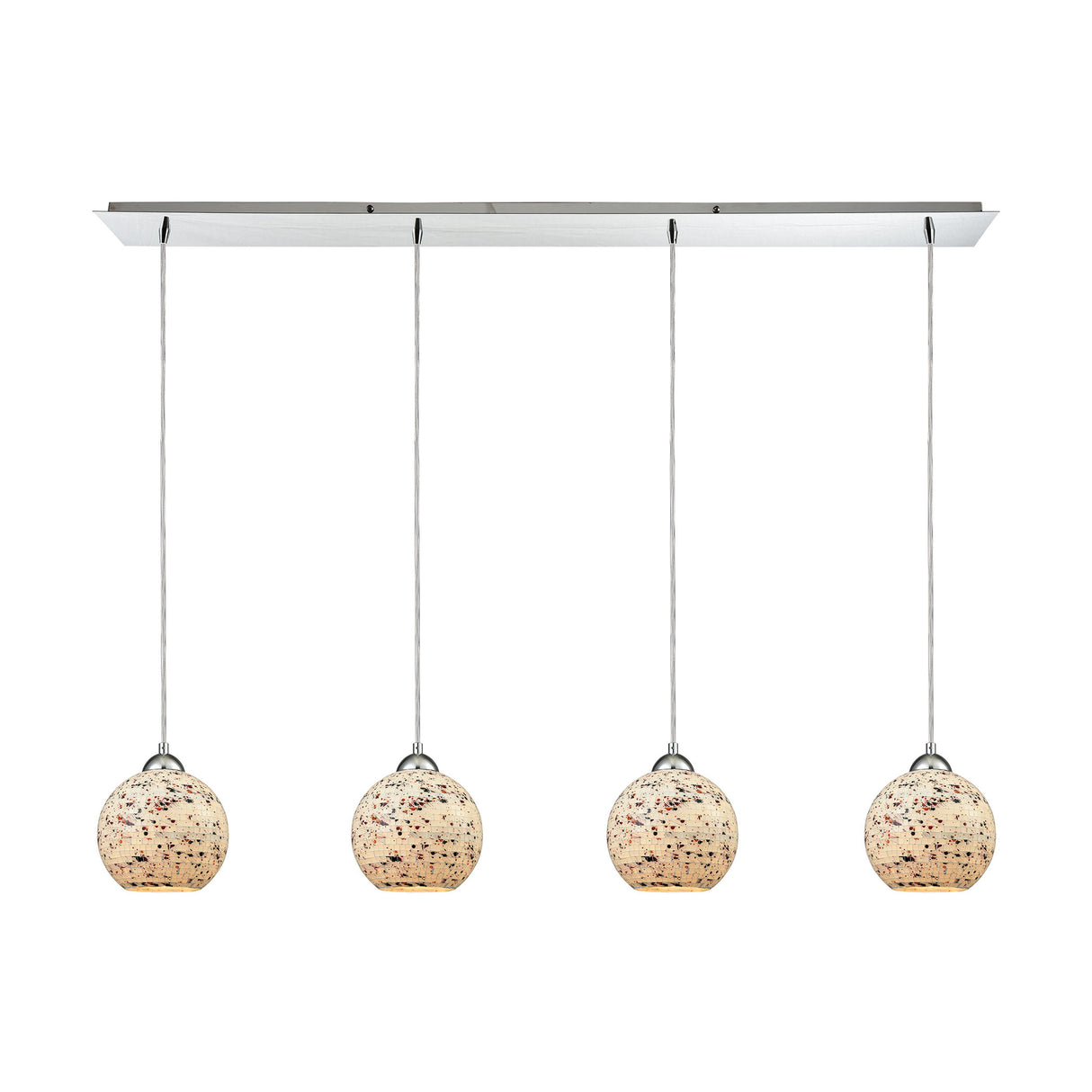 Elk 10741/4LP Spatter 4-Light Linear Pendant Fixture in Polished Chrome with Spatter Mosaic Glass