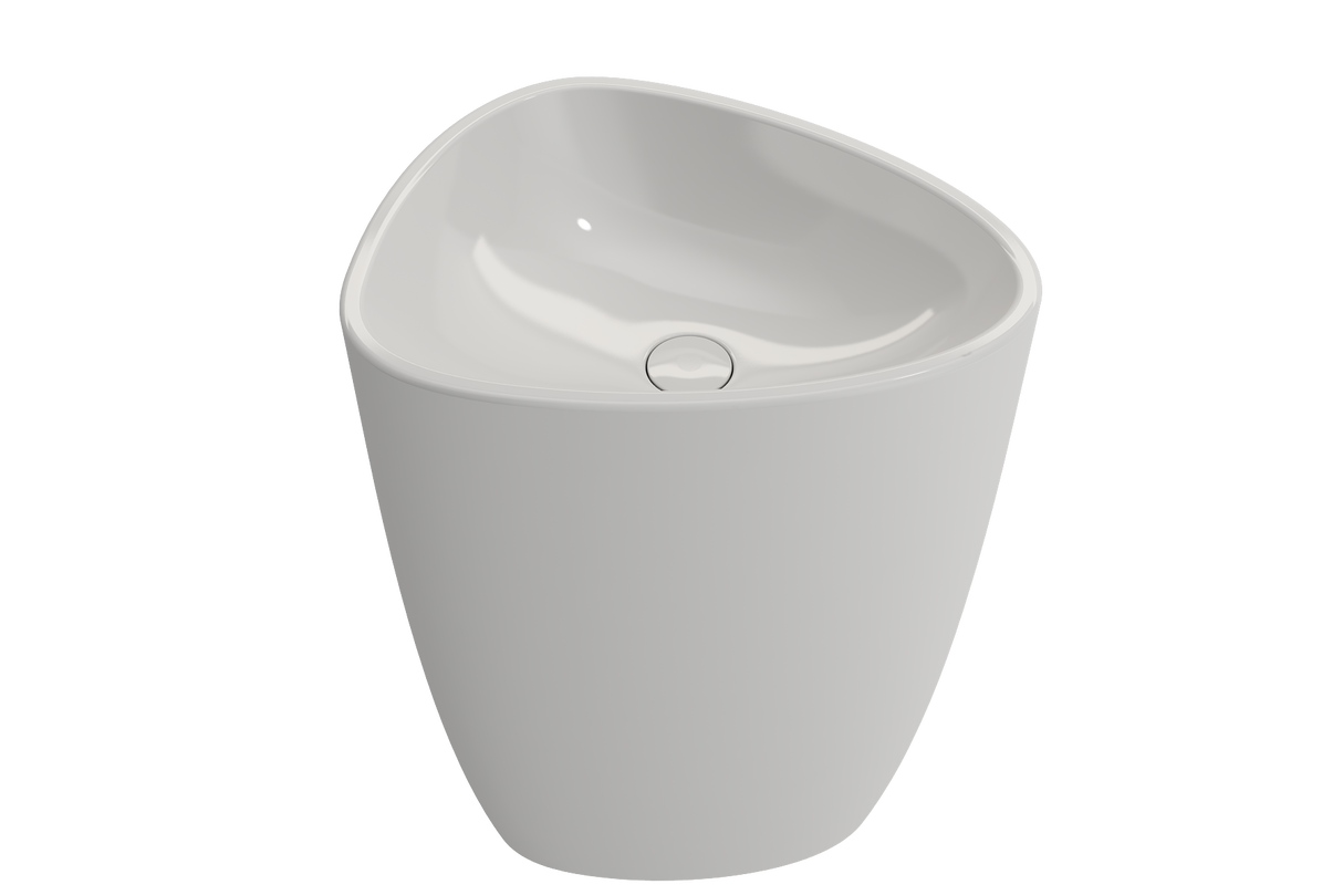 BOCCHI 1075-001-0125 Etna Monoblock Pedestal Sink Fireclay 33.75 in. with Matching Drain Cover in White