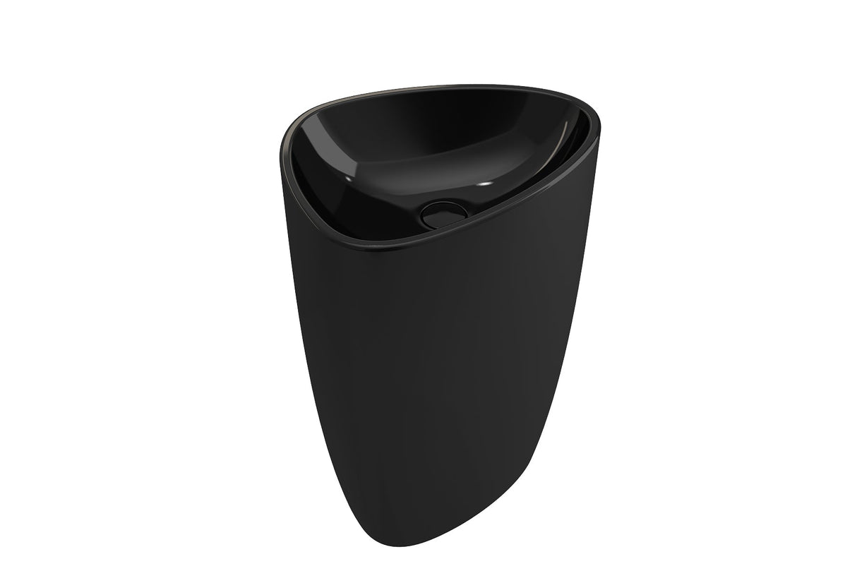 BOCCHI 1075-005-0125 Etna Monoblock Pedestal Sink Fireclay 33.75 in. with Matching Drain Cover in Black