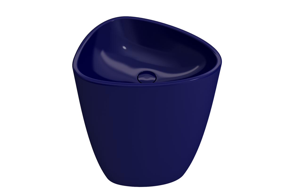 BOCCHI 1075-010-0125 Etna Monoblock Pedestal Sink Fireclay 33.75 in. with Matching Drain Cover in Sapphire Blue