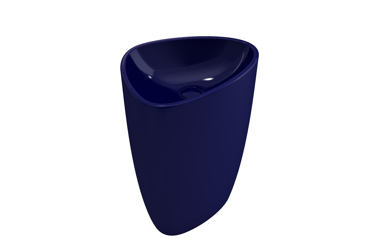 BOCCHI 1075-010-0125 Etna Monoblock Pedestal Sink Fireclay 33.75 in. with Matching Drain Cover in Sapphire Blue