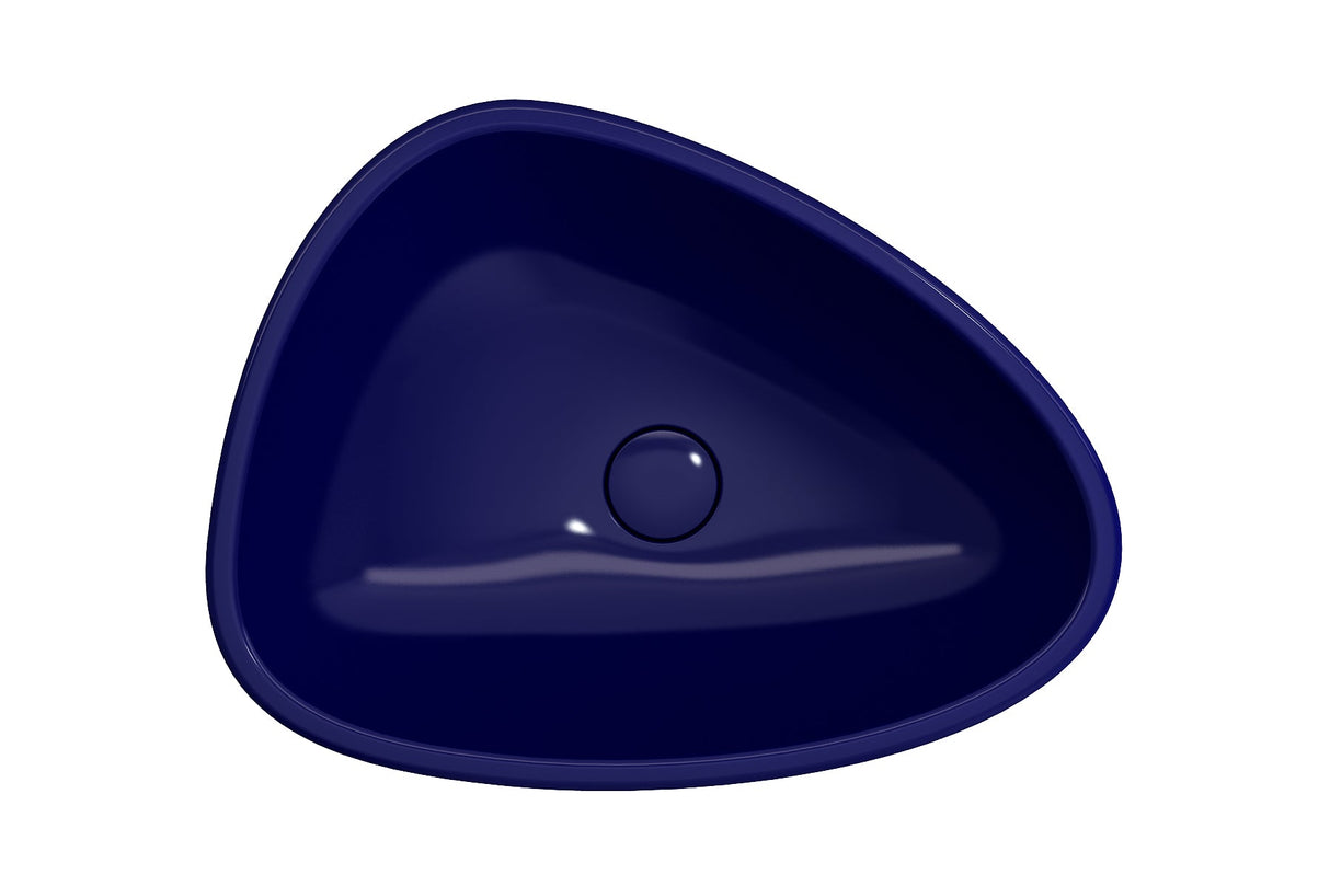 BOCCHI 1075-010-0125 Etna Monoblock Pedestal Sink Fireclay 33.75 in. with Matching Drain Cover in Sapphire Blue