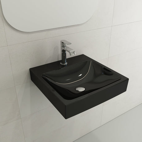 BOCCHI 1076-005-0126 Scala Arch Wall-Mounted Sink Fireclay 19 in. 1-Hole in Black