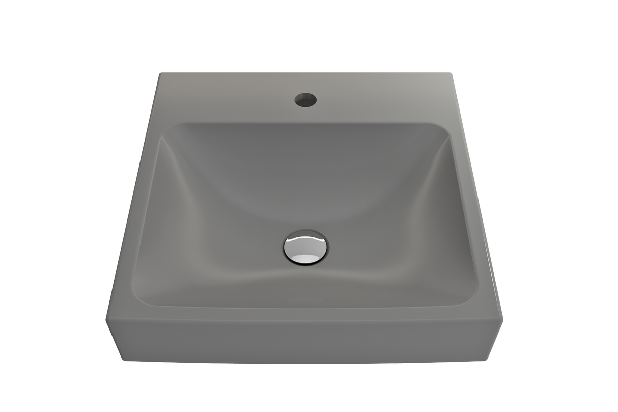 BOCCHI 1076-006-0126 Scala Arch Wall-Mounted Sink Fireclay 19 in. 1-Hole in Matte Gray