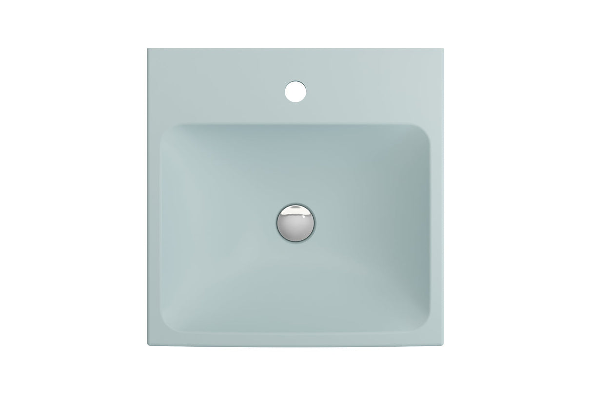BOCCHI 1076-029-0126 Scala Arch Wall-Mounted Sink Fireclay 19 in. 1-Hole in Matte Ice Blue
