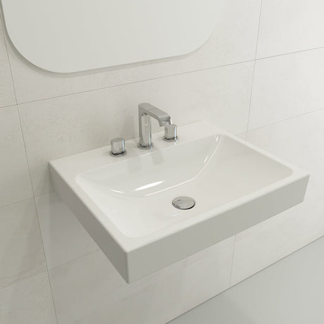 BOCCHI 1077-001-0127 Scala Arch Wall-Mounted Sink Fireclay 23.75 in. 3-Hole in White