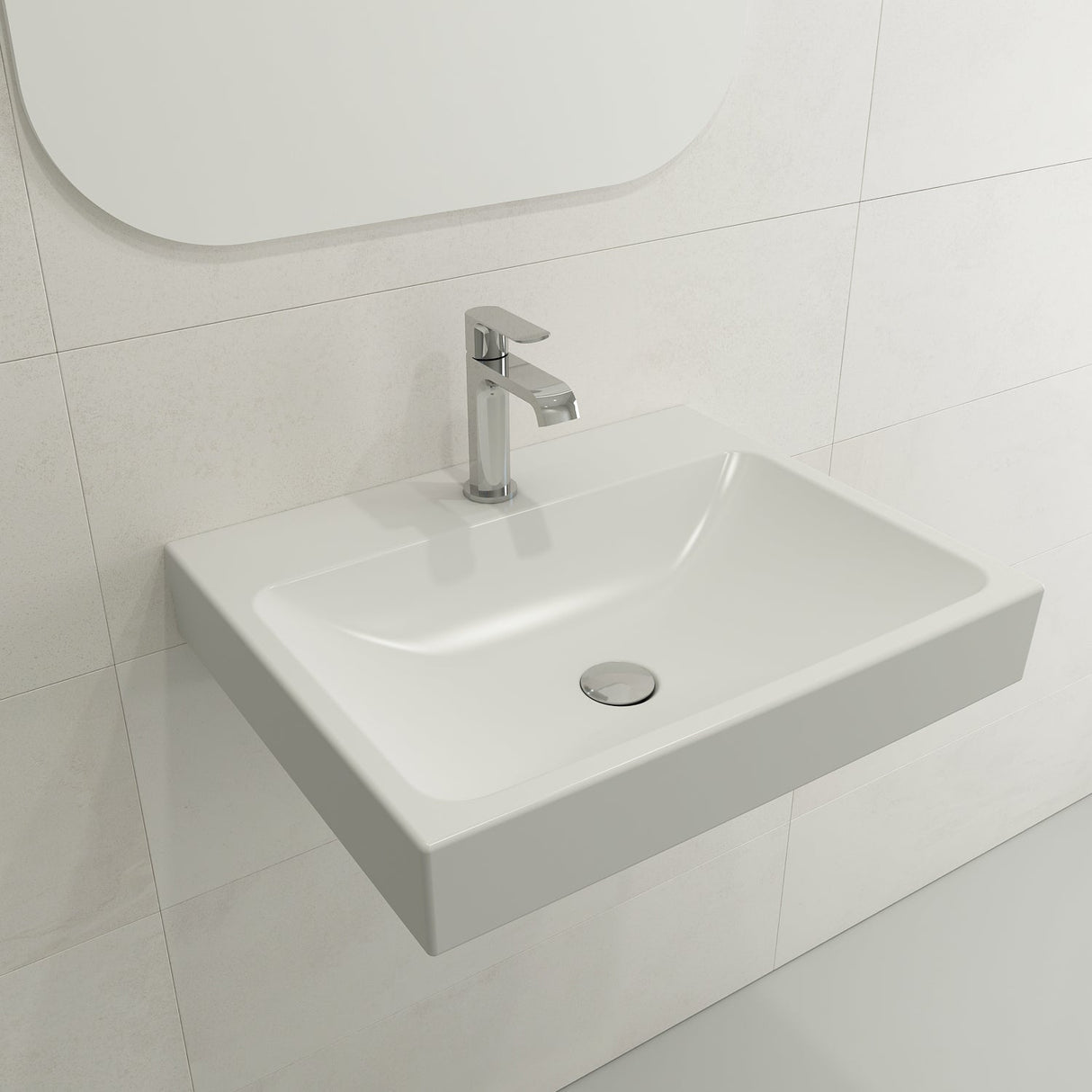 BOCCHI 1077-002-0126 Scala Arch Wall-Mounted Sink Fireclay 23.75 in. 1-Hole in Matte White