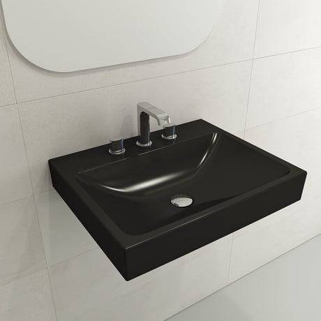 BOCCHI 1077-004-0127 Scala Arch Wall-Mounted Sink Fireclay 23.75 in. 3-Hole in Matte Black