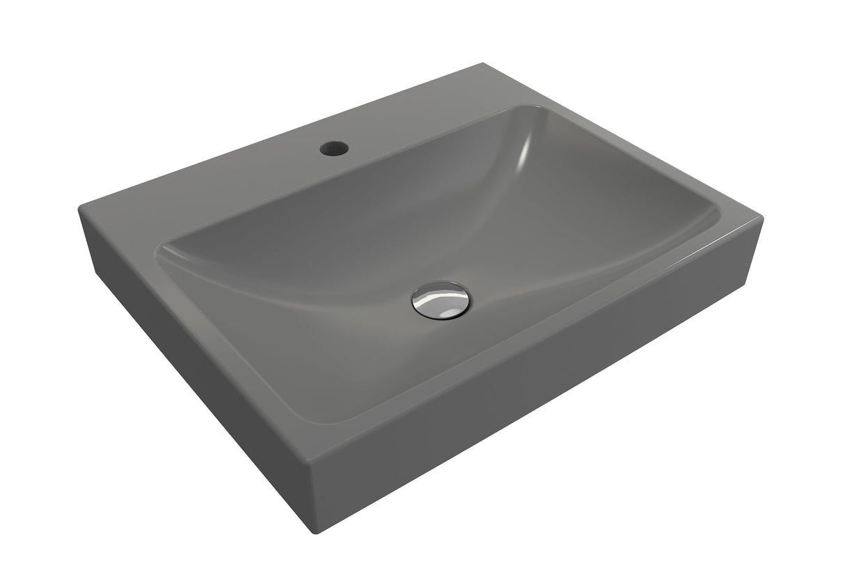 BOCCHI 1077-006-0126 Scala Arch Wall-Mounted Sink Fireclay 23.75 in. 1-Hole in Matte Gray