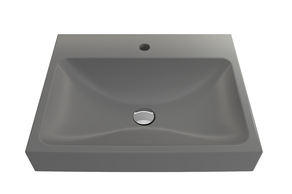 BOCCHI 1077-006-0126 Scala Arch Wall-Mounted Sink Fireclay 23.75 in. 1-Hole in Matte Gray