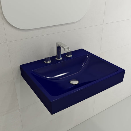 BOCCHI 1077-010-0127 Scala Arch Wall-Mounted Sink Fireclay 23.75 in. 3-Hole in Sapphire Blue