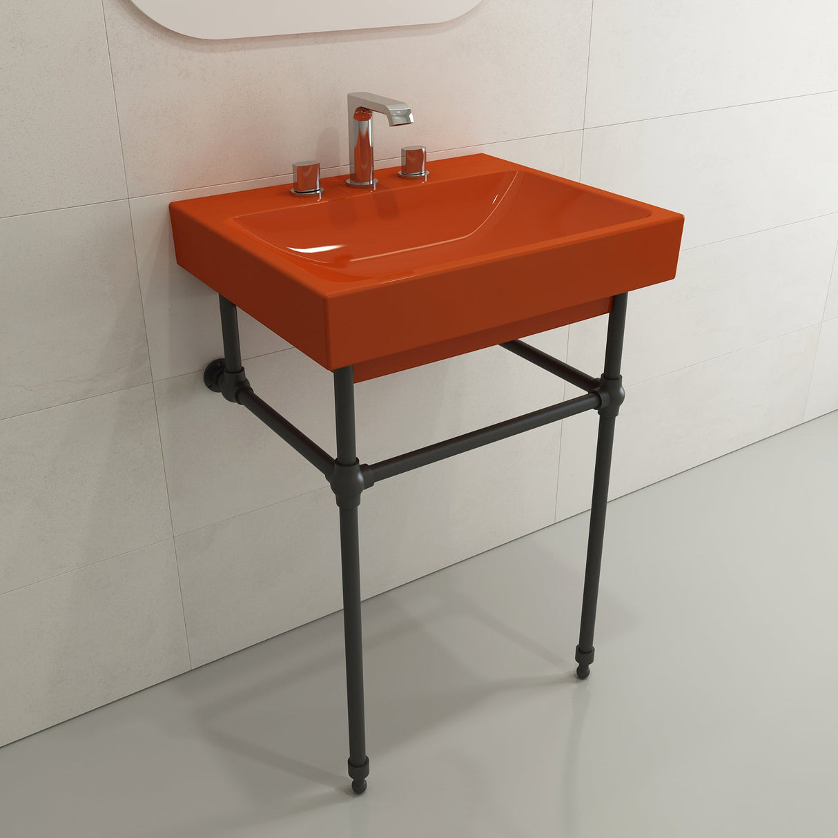 BOCCHI 1077-012-0127 Scala Arch Wall-Mounted Sink Fireclay 23.75 in. 3-Hole in Orange