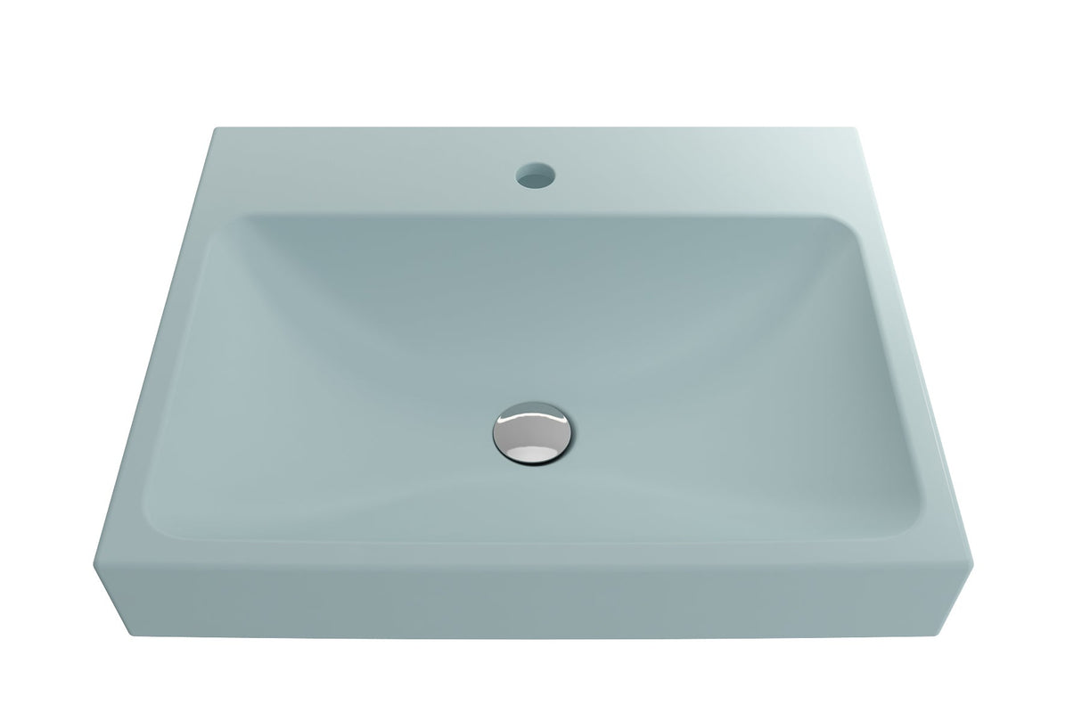 BOCCHI 1077-029-0126 Scala Arch Wall-Mounted Sink Fireclay 23.75 in. 1-Hole in Matte Ice Blue