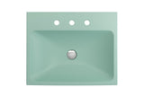 BOCCHI 1077-033-0127 Scala Arch Wall-Mounted Sink Fireclay 23.75 in. 3-Hole in Matte Mint Green