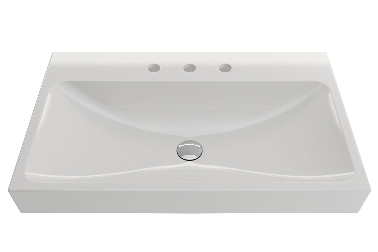 BOCCHI 1078-001-0127 Scala Arch Wall-Mounted Sink Fireclay 32 in. 3-Hole in White