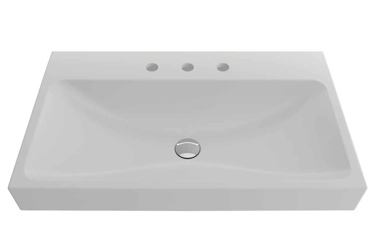 BOCCHI 1078-002-0127 Scala Arch Wall-Mounted Sink Fireclay 32 in. 3-Hole in Matte White